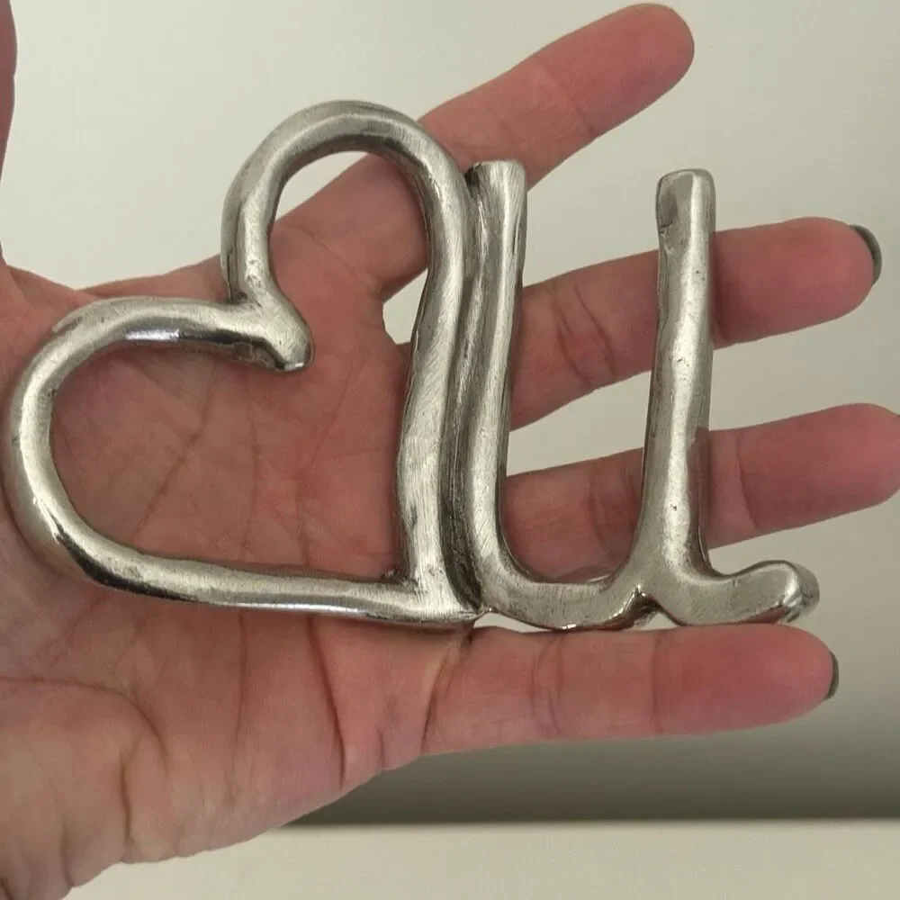 Tamar Mensios Studio Pewter Heart U Ring Holder Hand Made Signed Jewelry Gift